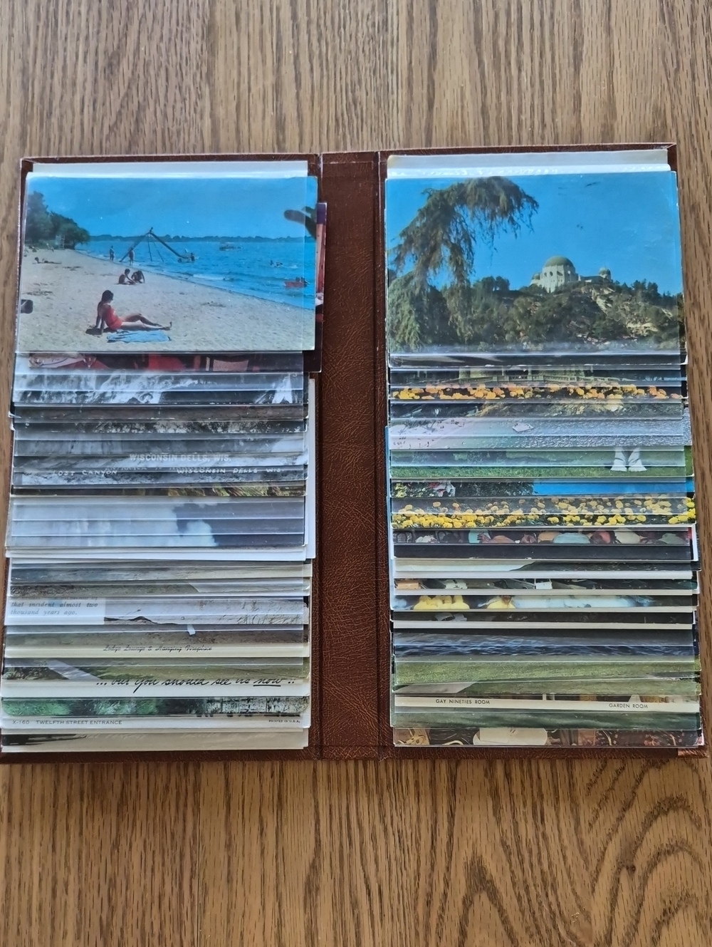 Vintage Photo Postcard Album - Brown Cover with Mixed Color Postcards
